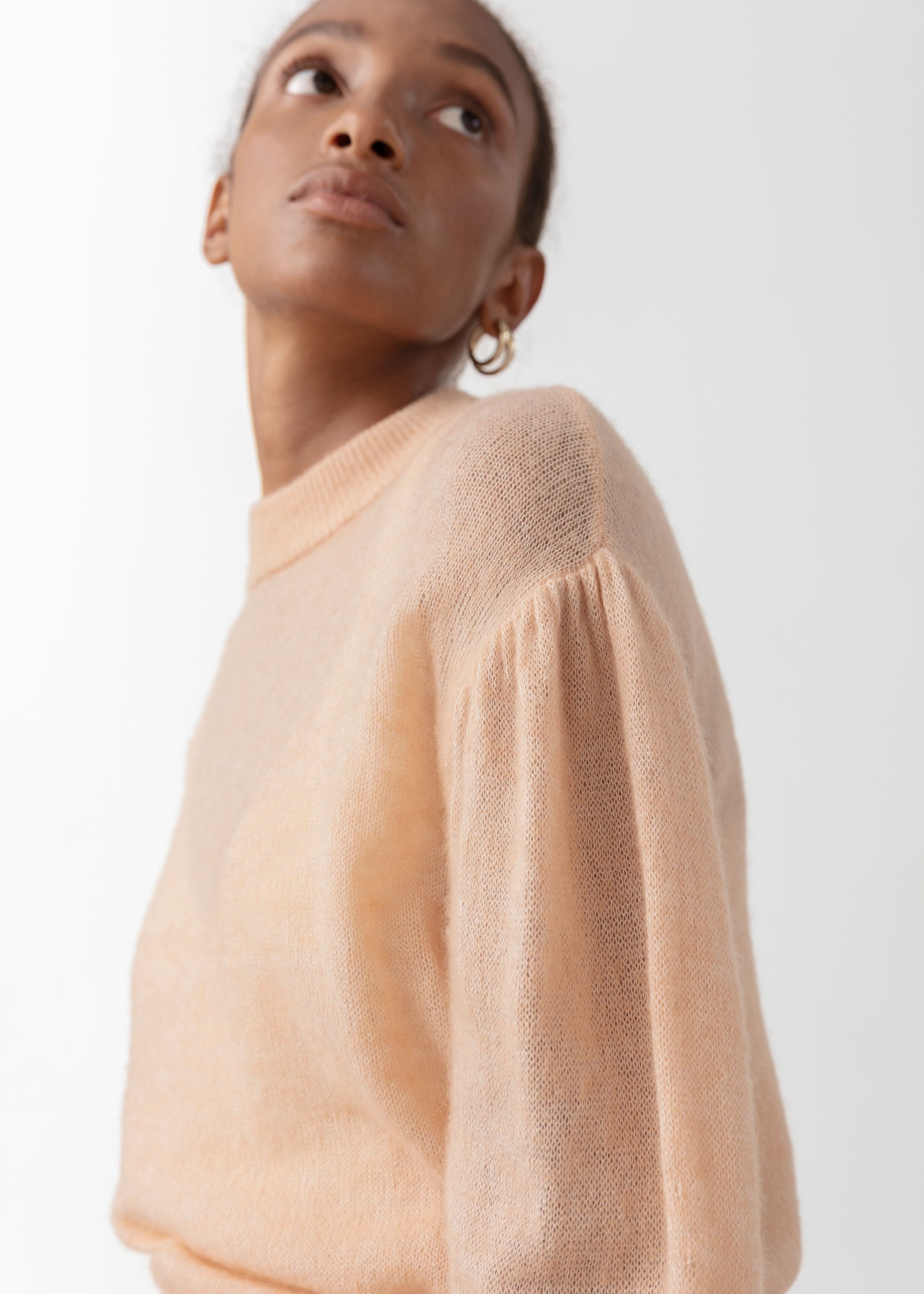 Lofty puff sleeve crew sweater sale