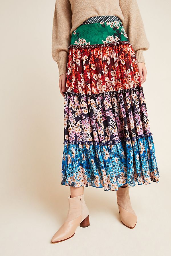 Anarosa tiered maxi on sale skirt