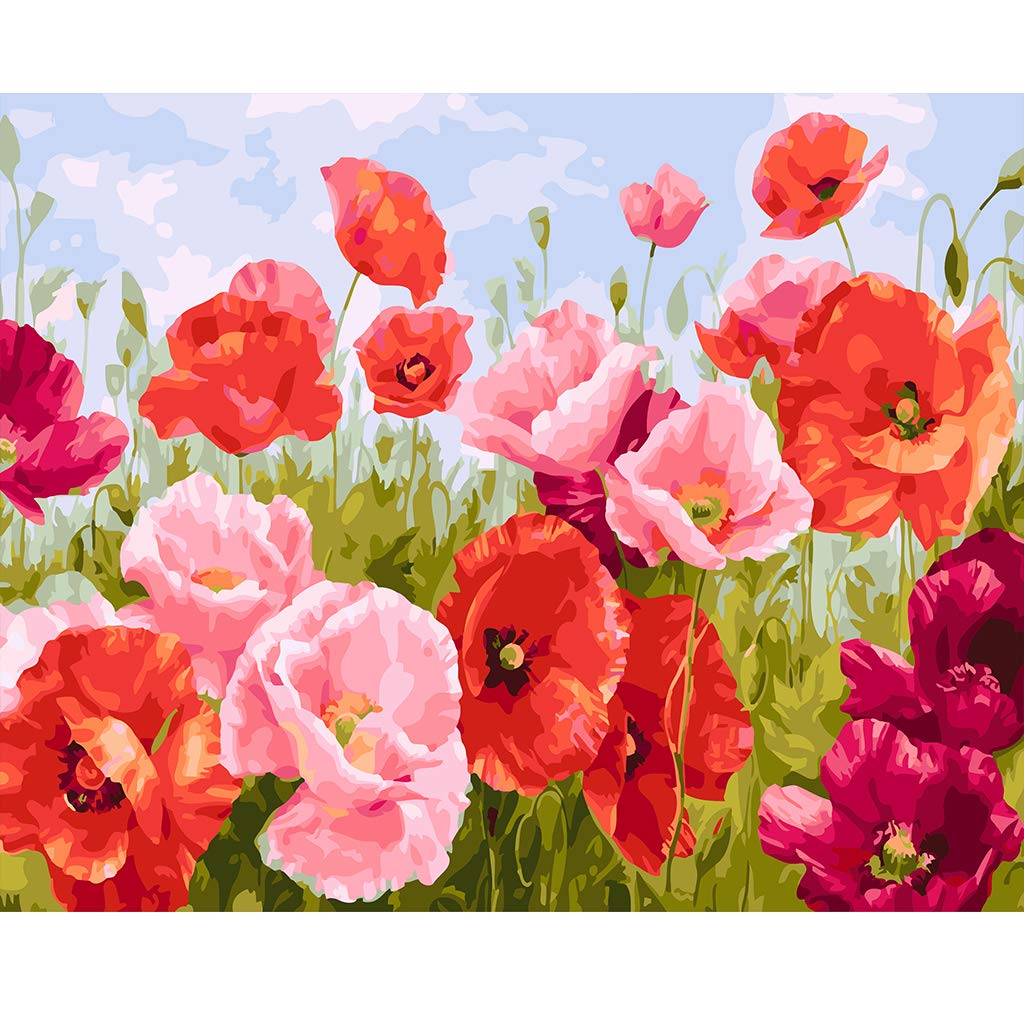 COLORWORK + Paint by Numbers, Canvas Oil Painting Kit 16′ W x  20′ L, Acrylic Pigment-Flying Flower