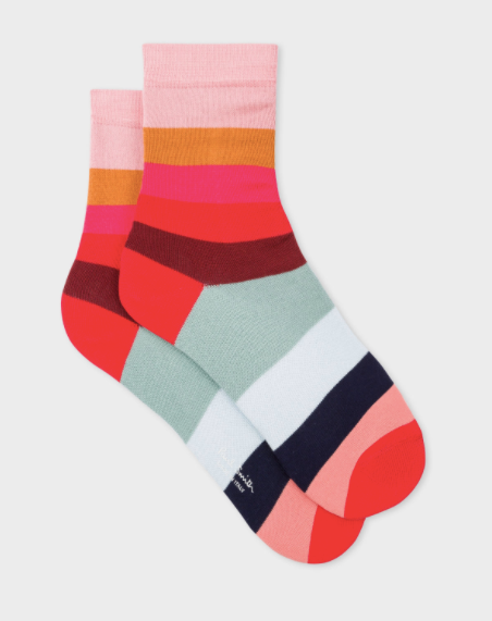 Paul Smith + Pink And Red Large Stripe Socks