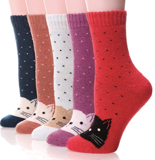 Ebmore + Cute Wool Crew Socks (5 Pack)