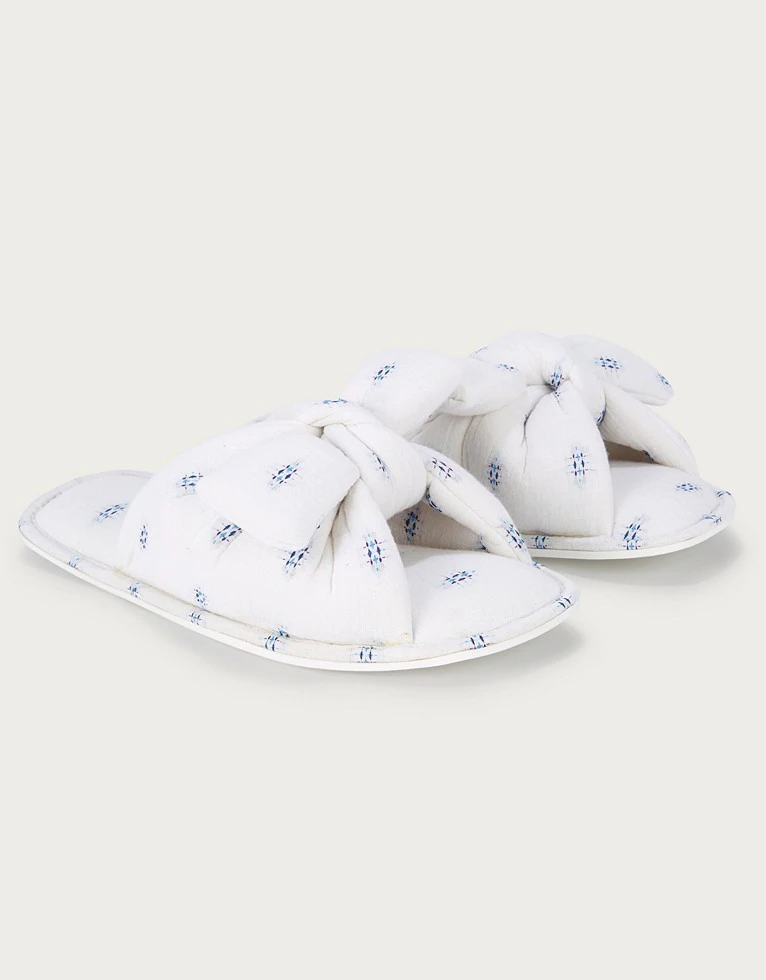 Cotton Jacquard Knot Slippers