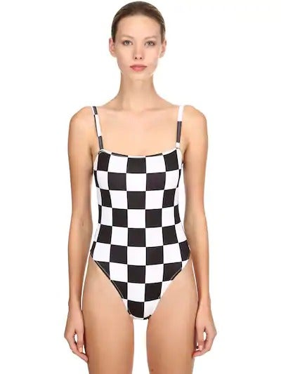 Solid and Striped Redone Checker One Piece Swimsuit