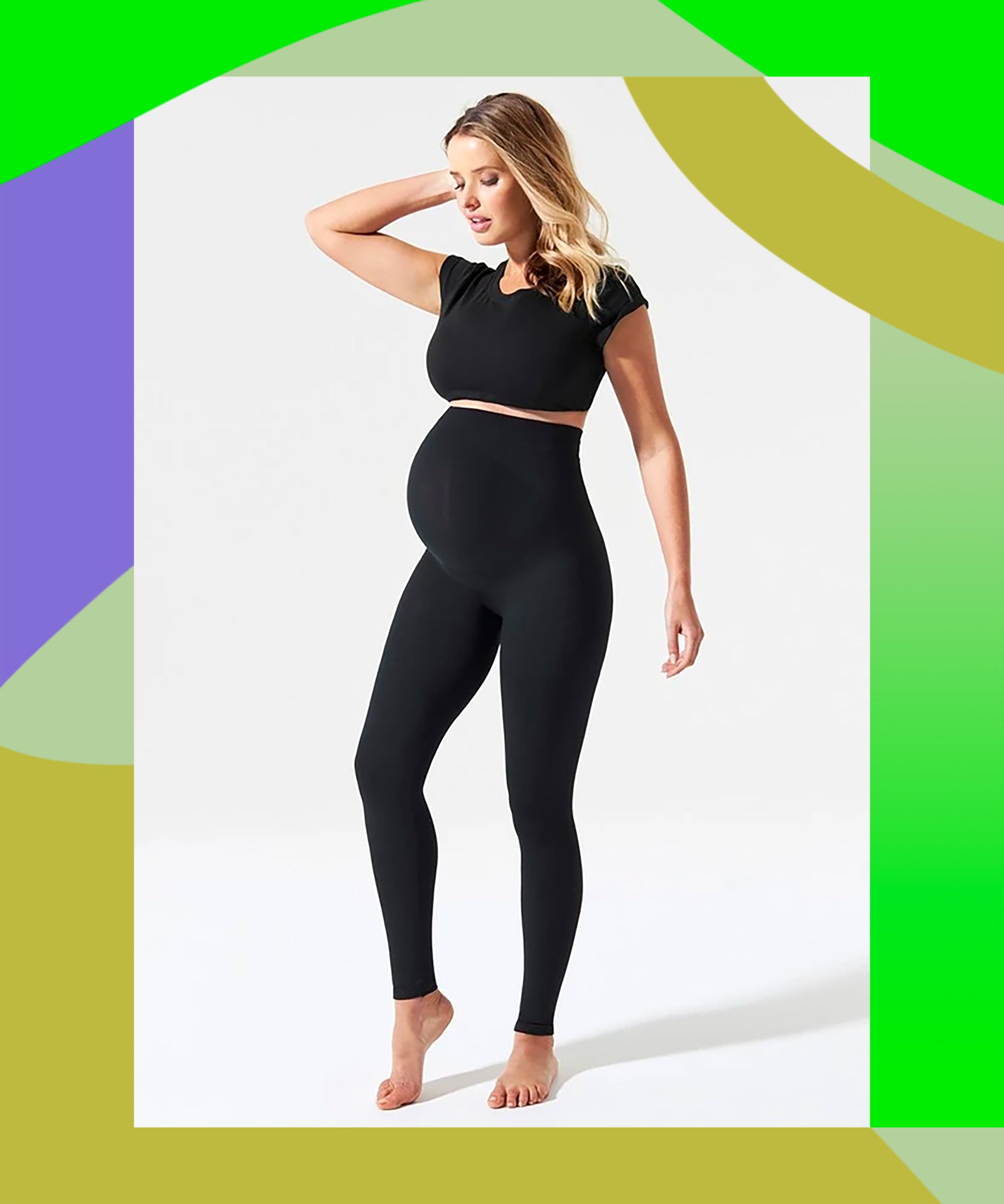 Maternity Yoga Pants with Roll Down Waistband