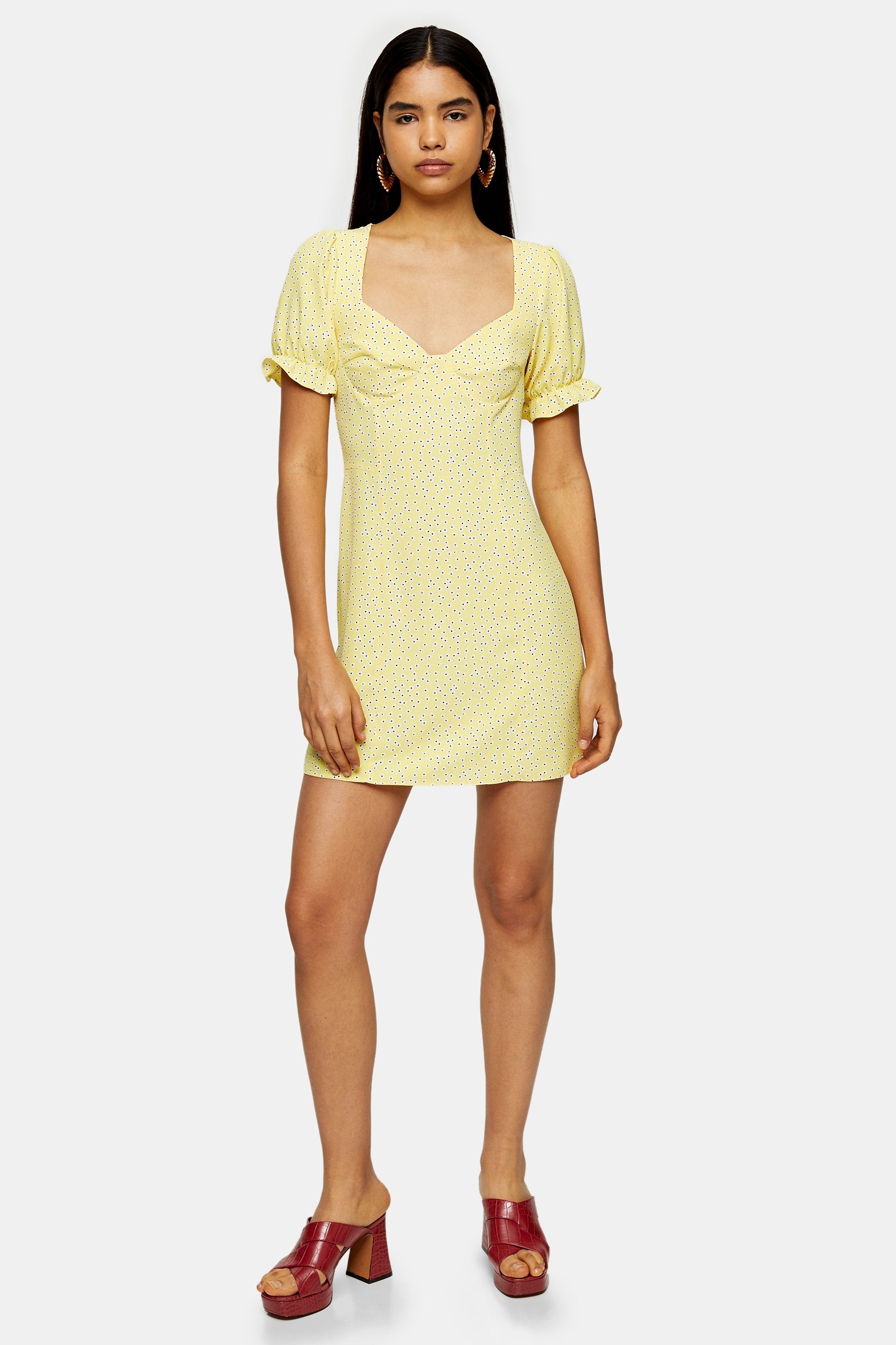 Topshop Yellow Prairie Mini Dress
