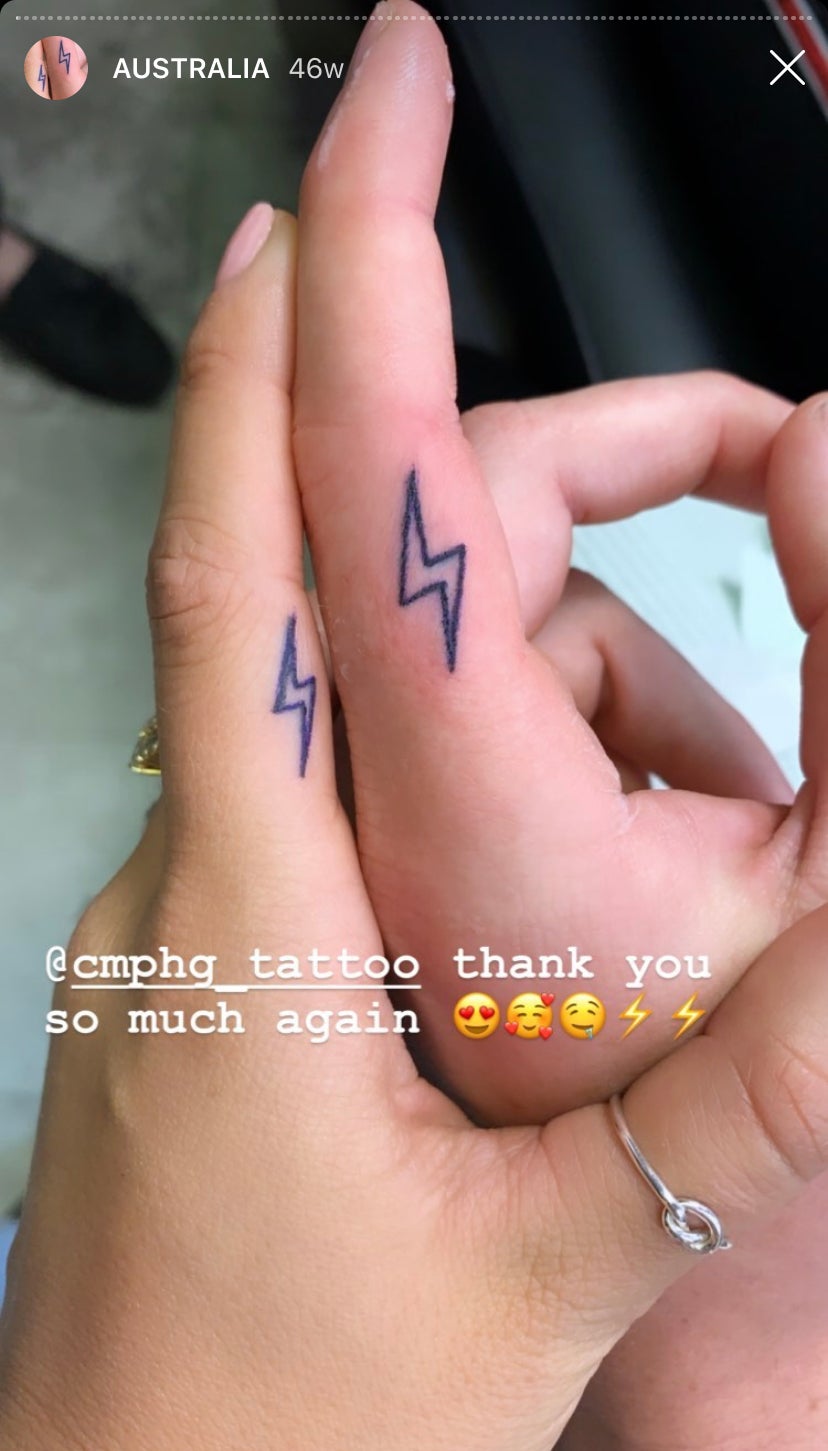 Tiny lightning bolt outline tattoo on the finger  Bolt tattoo Minimalist  tattoo Lightening bolt tattoo