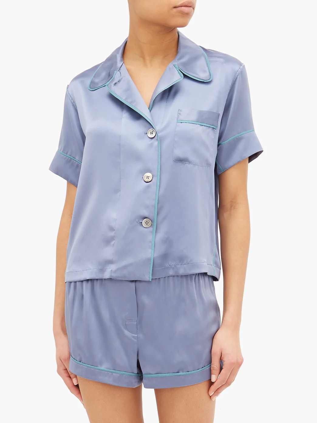 Araks Shelby Piped Silk Pajama Shirt