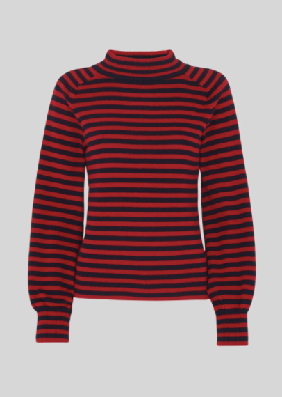 Whistles + Stripe Blouson Sleeve Knit