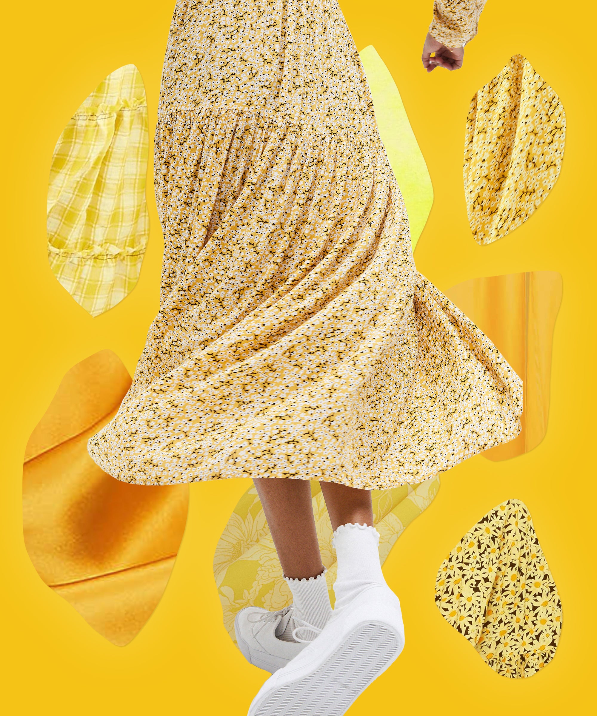 yellow midi summer dress