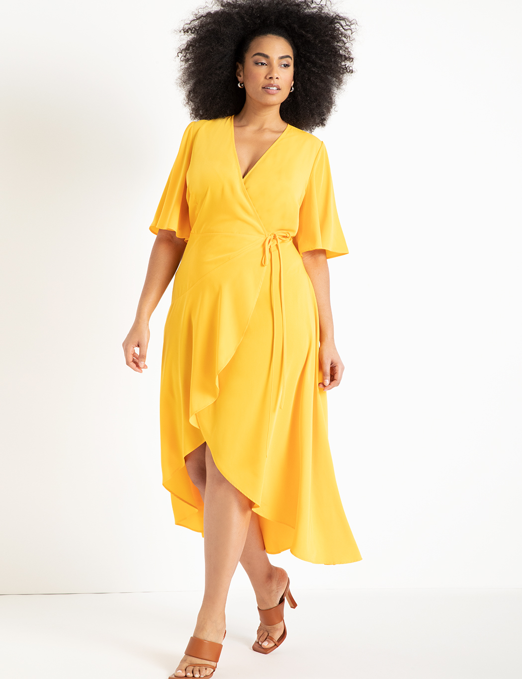 Eloquii Flare Sleeve Maxi Wrap Dress