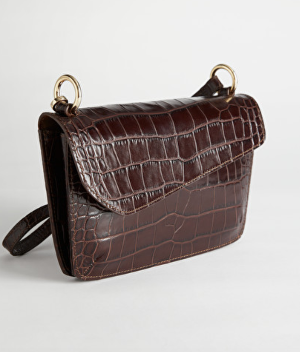 croc leather shoulder bag