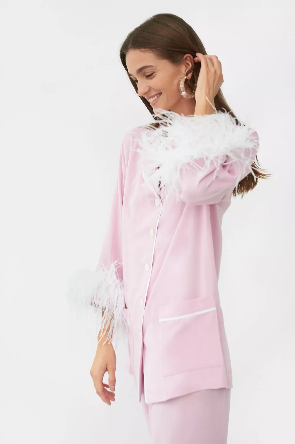 “Pink Slumber Party” Pink Silk Pajama Set Extra Large