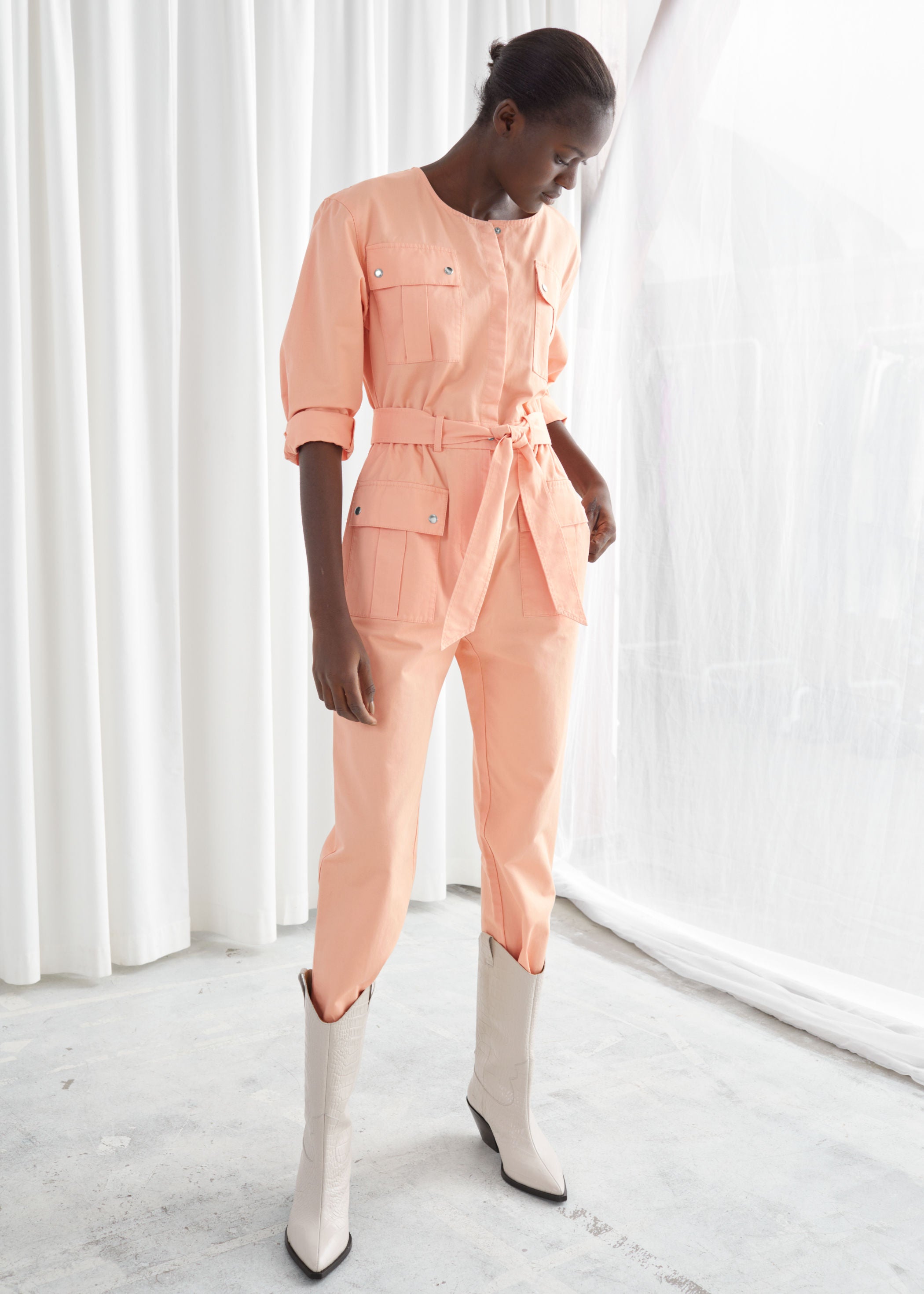 jumpsuit with tie belt