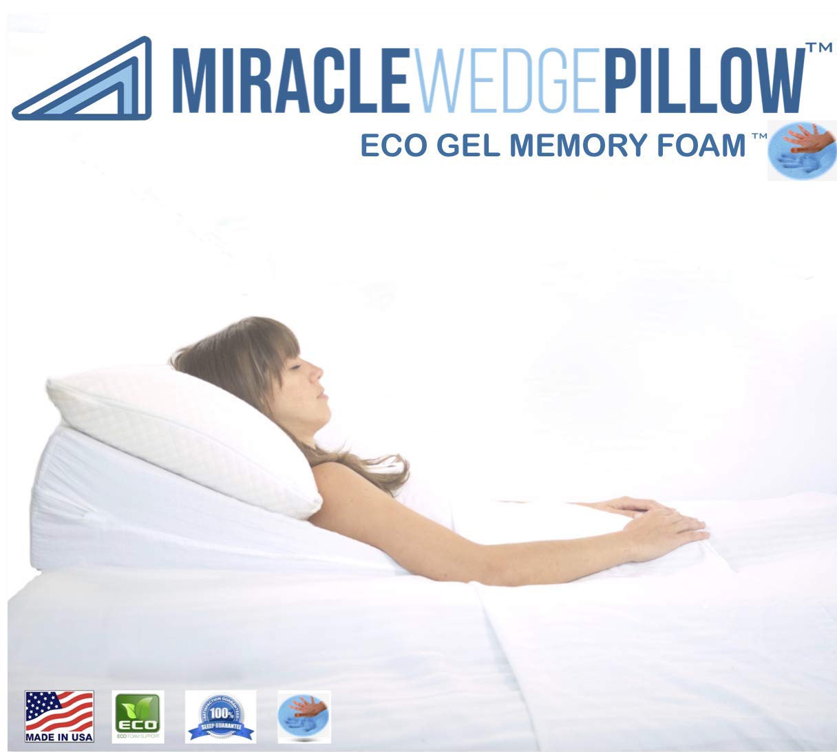 Wedge pillow with gel memory outlet foam