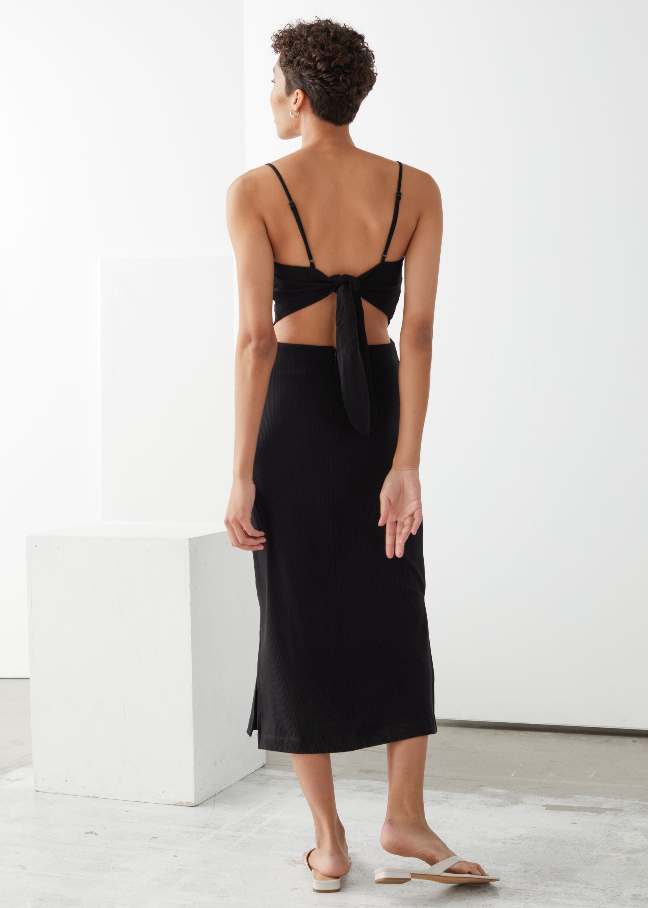 open back midi dress other stories