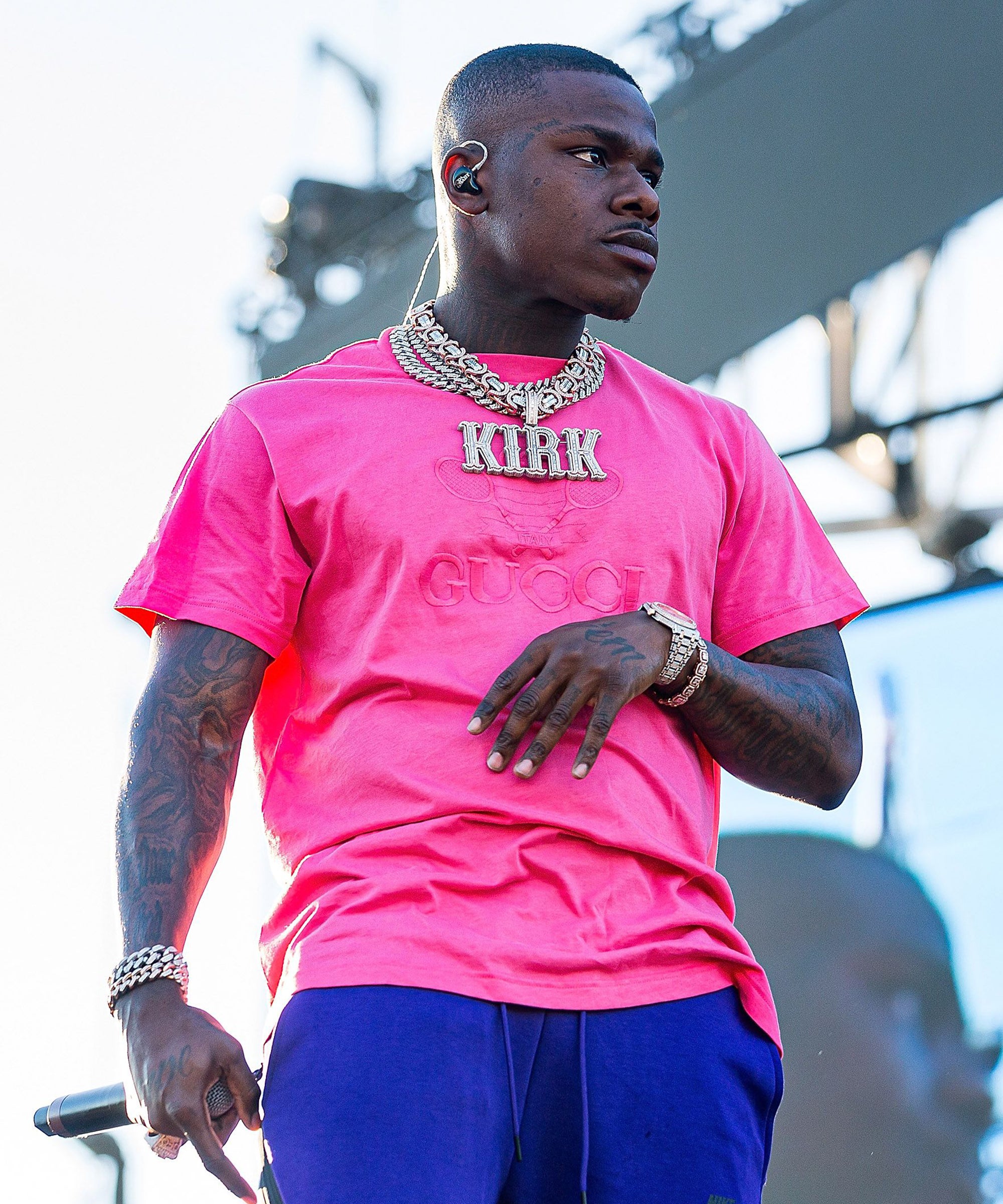 Download Dababy In Pink Shirt Performance Outfit Wallpaper