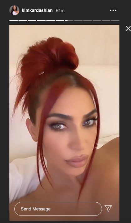 Kim Kardashian Reveals New Bright Red Hair On Instagram