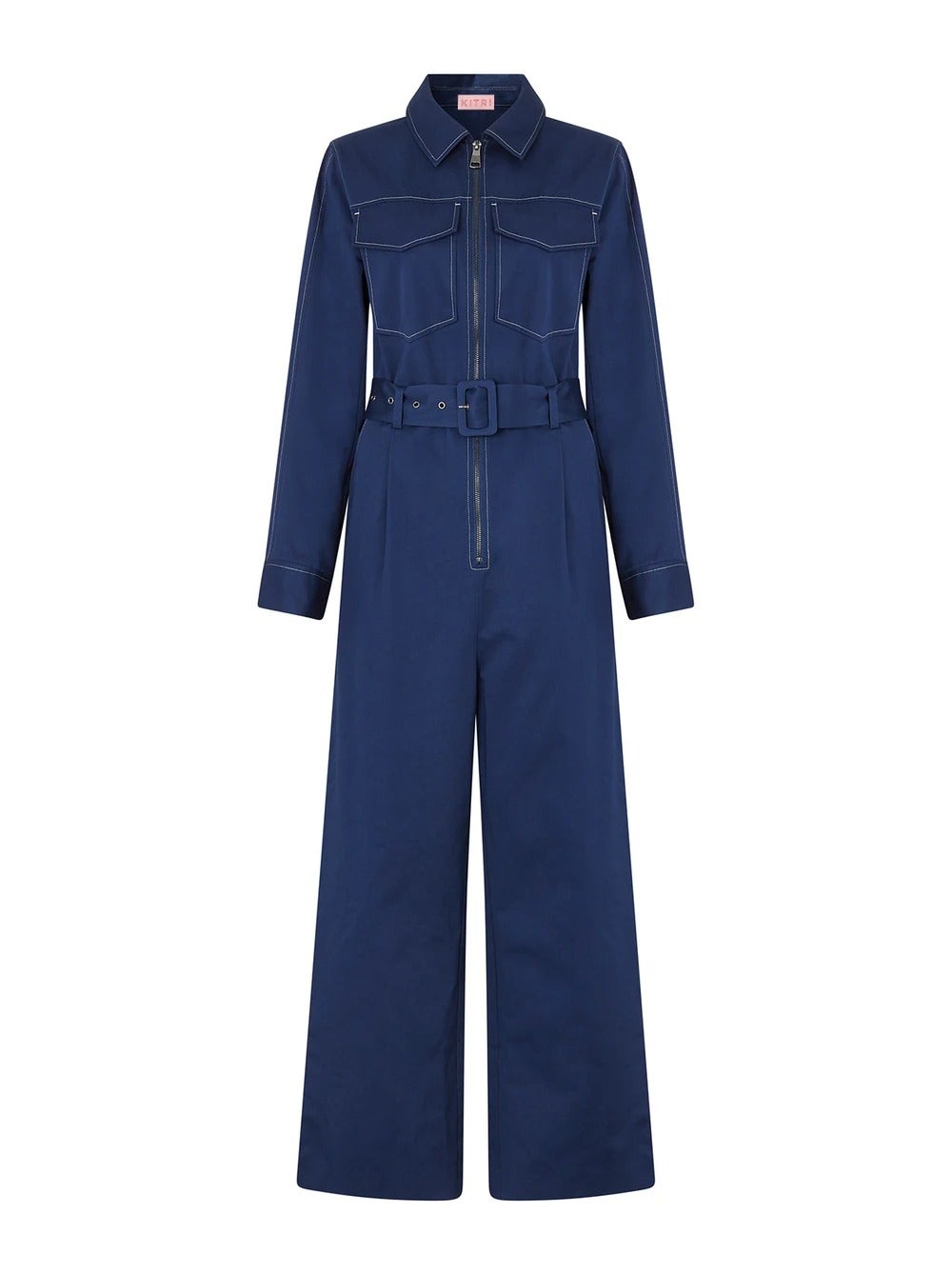 Kitri + Scout Blue Tailored Jumpsuit