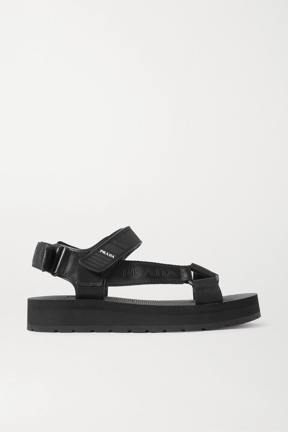 Prada + Nomad Logo-print Rubber and Leather-trimmed Canvas Sandals