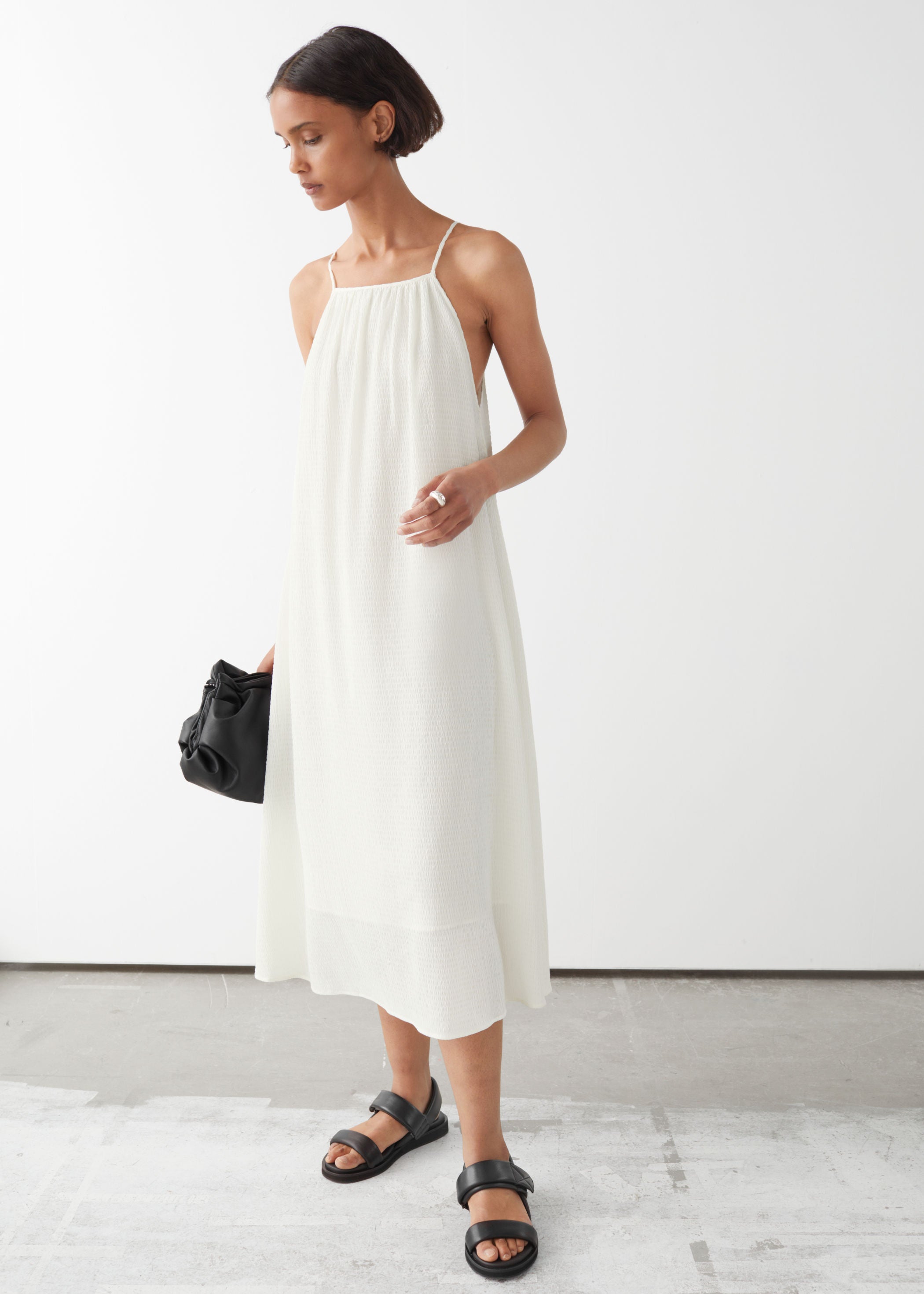 Midi dress with spaghetti on sale strap