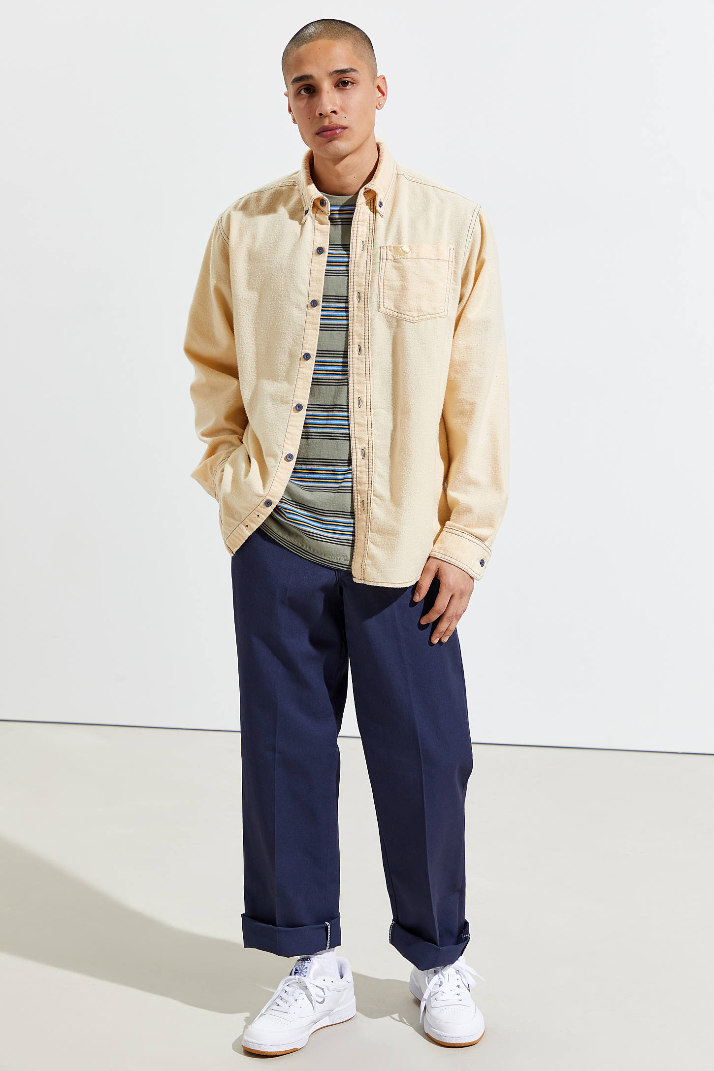 Urban Renewal + Vintage Overdyed Solid Flannel Button-Down Shirt