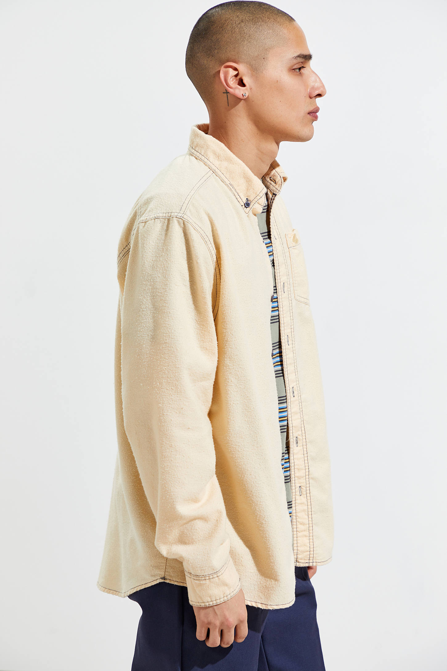 Urban Renewal + Vintage Overdyed Solid Flannel Button-Down Shirt