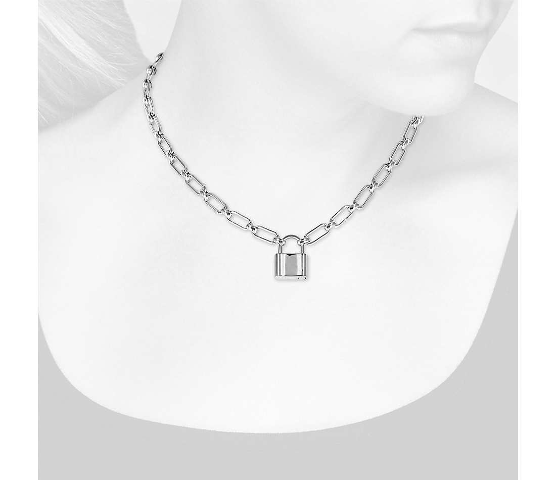 Bling Jewelry Personalized Functional Lovers Padlock Lock Pendant Necklace  Silver - Walmart.com