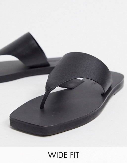 flat black sandals wide fit