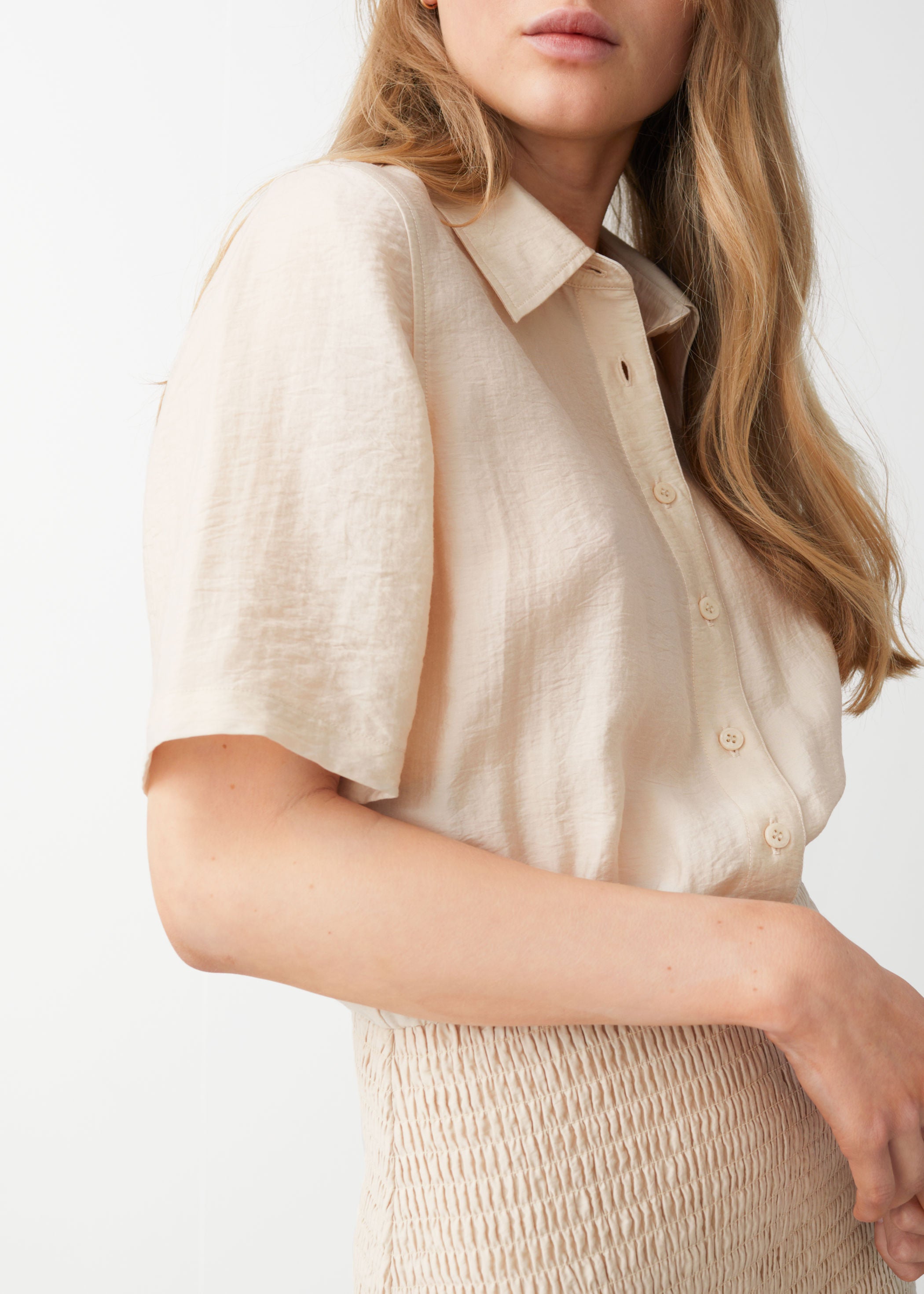 & Other Stories + Smocked Mini Shirt Dress