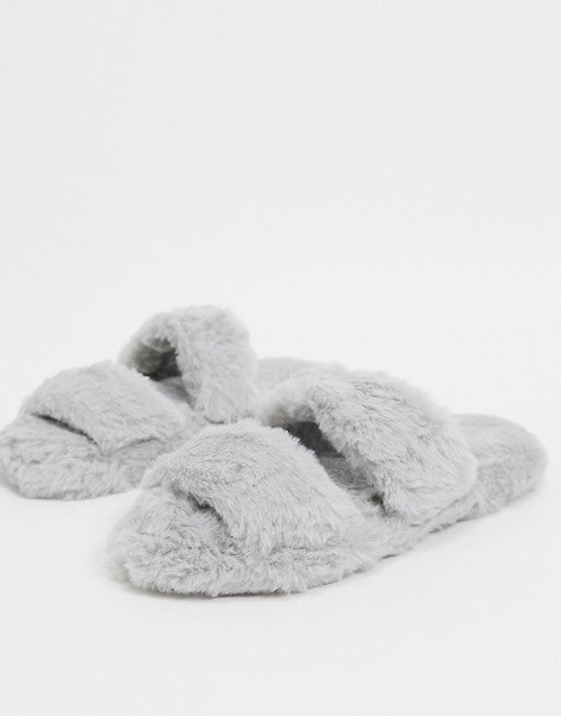fuzzy slide on slippers
