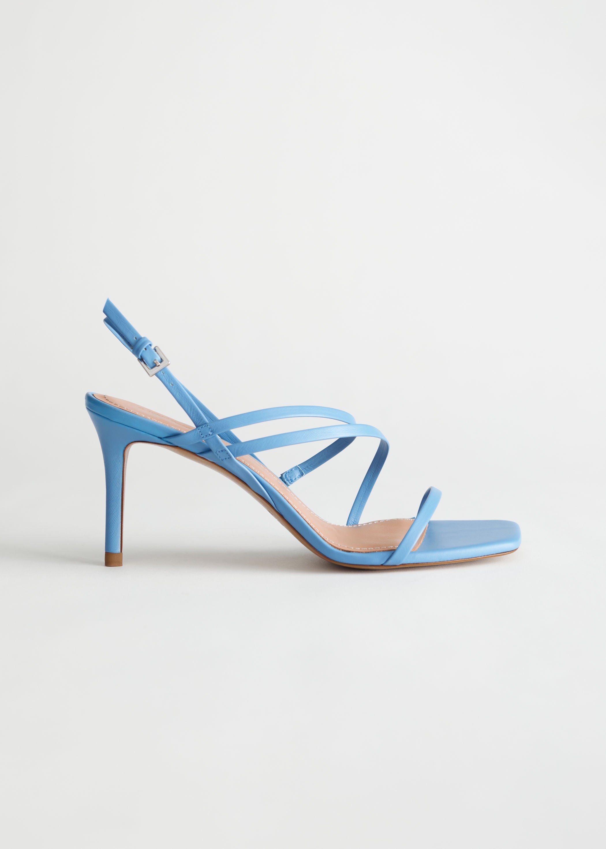 Strappy leather heeled online sandals and other stories