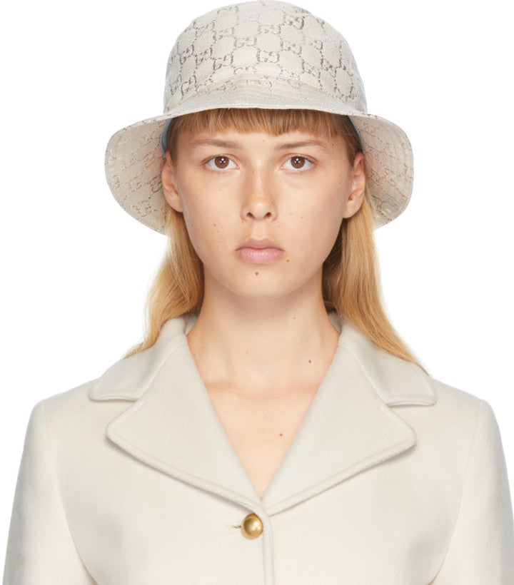 Gucci + White Lamé GG Bucket Hat